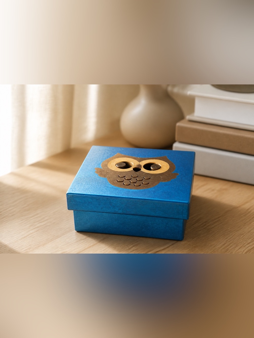 Blue Owl Wooden Decorative Box
